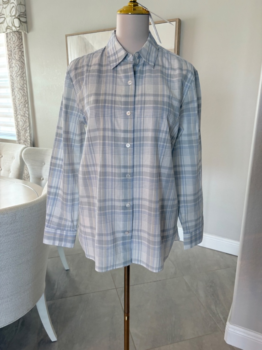 NWT Theory Menswear Olympic Multi Cotton Madras Shirt
